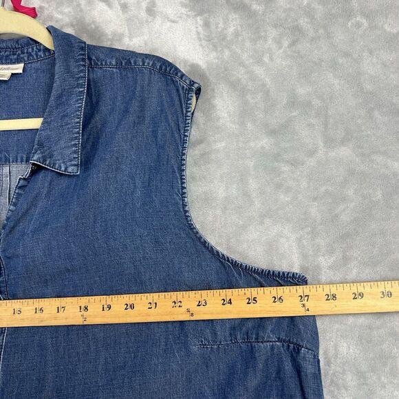 J Jill Denim Chambray Blue Collared Sleeveless Tank Top Size 4XL - Picture 4 of 10